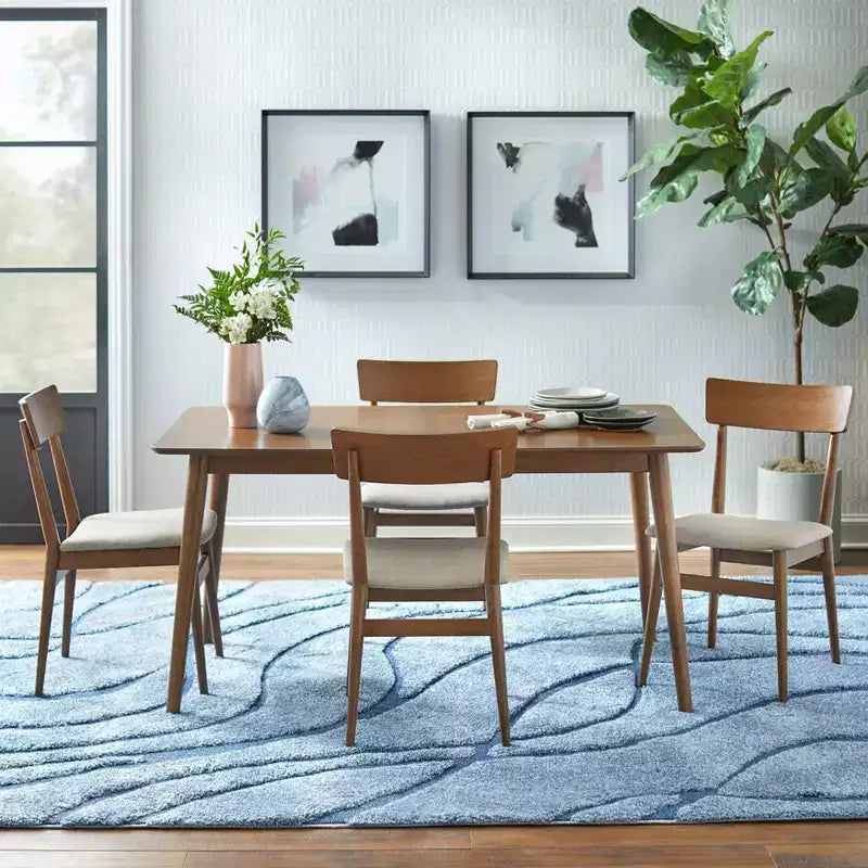 Ensemble de salle à manger rectangulaire Lifestorey 5 pièces Newington Mid-Century Modern Noyer/Moka