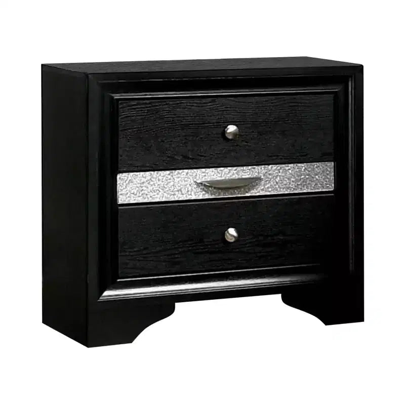 Ensemble de chambre de luxe moderne miBasics, lit double 2 pièces avec table de chevet noire, tiroir intégré, quincaillerie anti-basculement