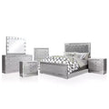 6pc California King Tenaya Bedroom Set Silver/Gray - HOMES: Inside + Out: Glamorous Design, Mirrored Trim, Button Tufted