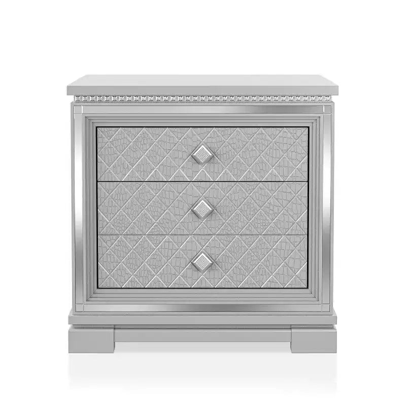 Ensemble de chambre Tenaya 6 pièces pour très grand lit californien, argent/gris - HOMES: Inside + Out : Design glamour, garnitures miroir, capitonnage à boutons