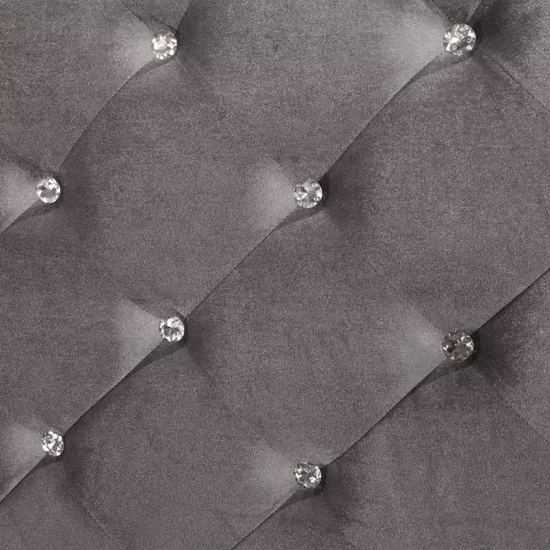Ensemble de chambre Tenaya 6 pièces pour très grand lit californien, argent/gris - HOMES: Inside + Out : Design glamour, garnitures miroir, capitonnage à boutons