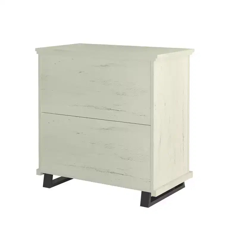 Commode Festivo contemporaine à 9 tiroirs et table de chevet à 3 tiroirs, coupe sciée blanc cassé : MDF, pieds en métal, anti-basculement
