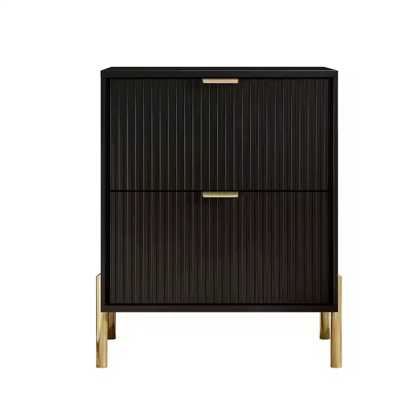 Festivo Ensemble de 2 tables de chevet à 2 tiroirs et d'une commode à 6 tiroirs, style élégance moderne, noir