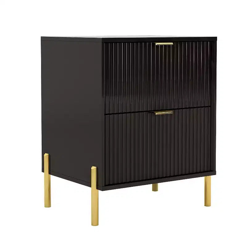 Festivo Ensemble de 2 tables de chevet à 2 tiroirs et d'une commode à 6 tiroirs, style élégance moderne, noir