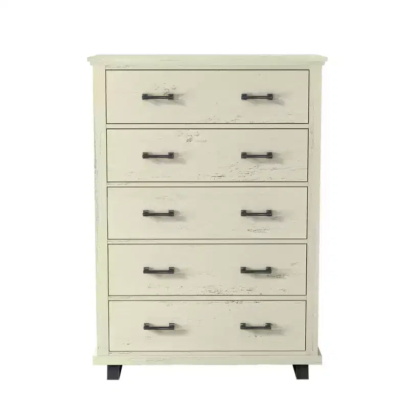 Ensemble Festivo de 4 meubles de chambre contemporains – commode, chiffonnier et table de chevet – coloris blanc cassé scié : inclut un espace de rangement et une commode horizontale
