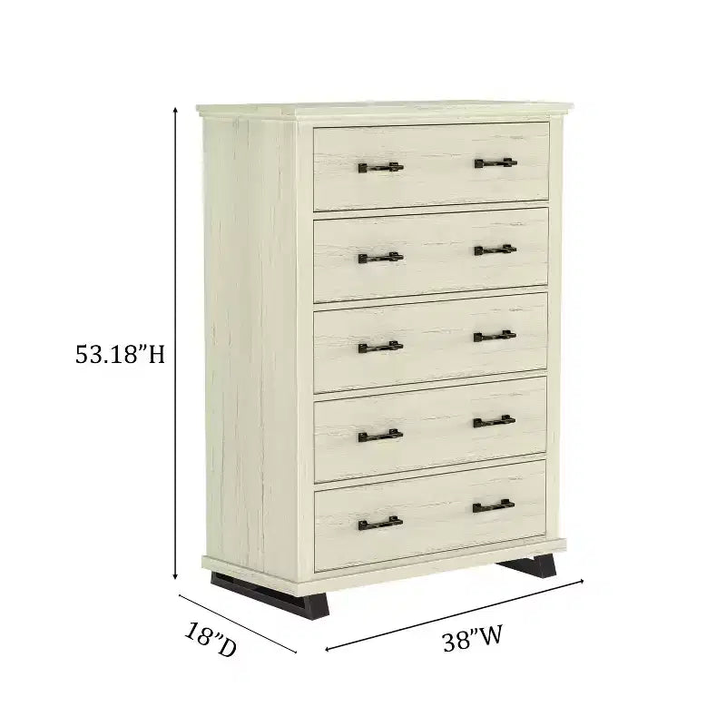 Ensemble Festivo de 4 meubles de chambre contemporains – commode, chiffonnier et table de chevet – coloris blanc cassé scié : inclut un espace de rangement et une commode horizontale