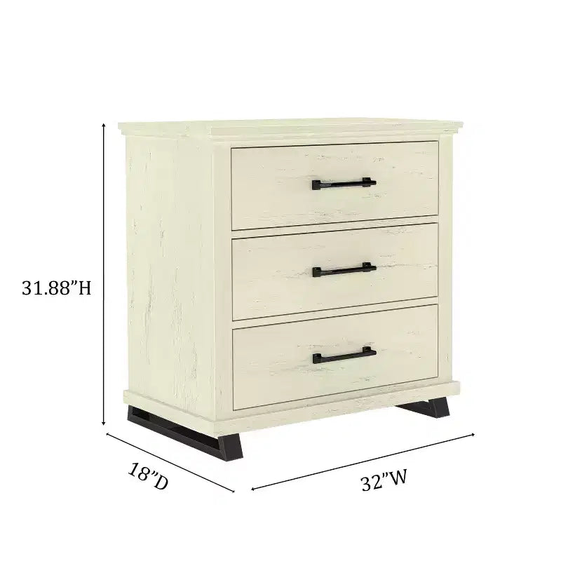 Ensemble Festivo de 4 meubles de chambre contemporains – commode, chiffonnier et table de chevet – coloris blanc cassé scié : inclut un espace de rangement et une commode horizontale