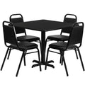 Ensemble table carrée en stratifié Flash Furniture de 91,4 cm avec piètement en X et 4 chaises de banquet à dossier trapézoïdal