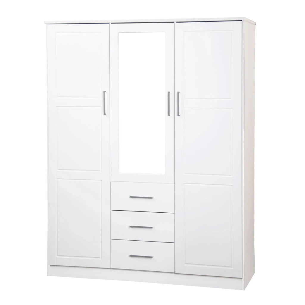 Palace Imports Armoire Cosmo 3 portes 100 % bois massif avec portes en bois massif ou portes miroir