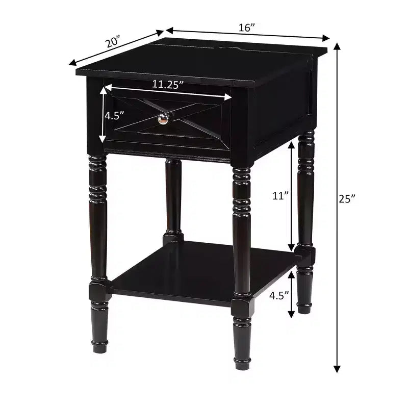 Table d'appoint style champêtre avec station de charge