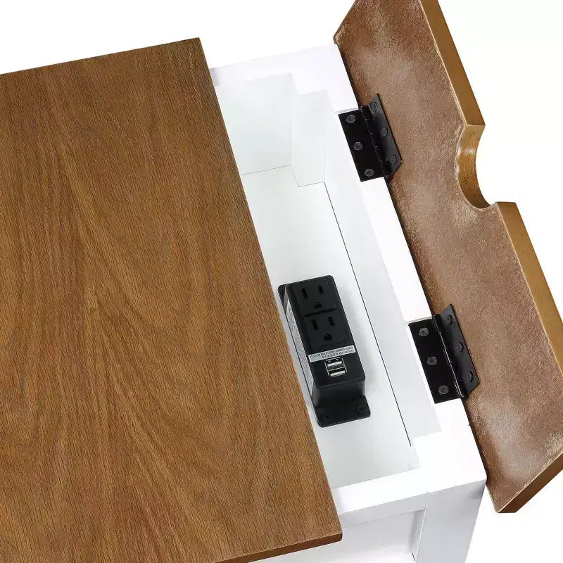 Table d'appoint style champêtre avec station de charge