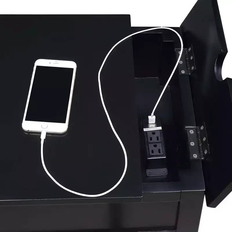 Table d'appoint style champêtre avec station de charge