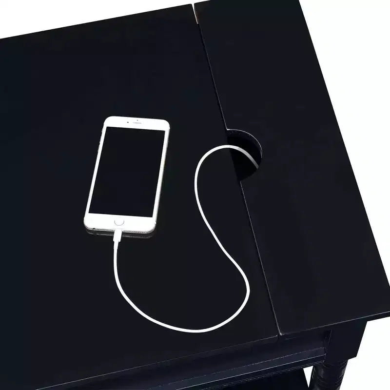 Table d'appoint style champêtre avec station de charge