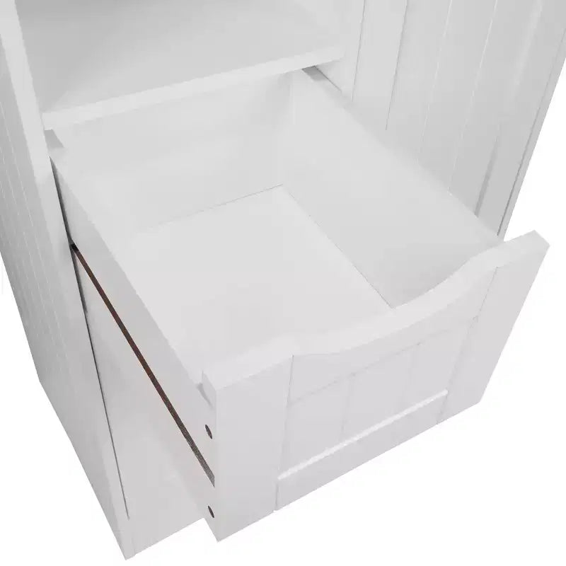Meuble de rangement pour salle de bain et buanderie à une porte avec 3 tiroirs, étagère ouverte et réglable