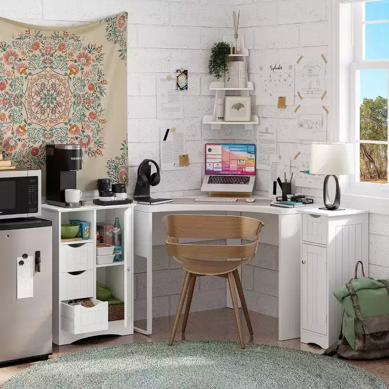 Meuble de rangement pour salle de bain et buanderie à une porte avec 3 tiroirs, étagère ouverte et réglable