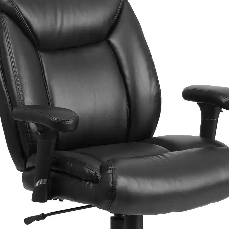 Fauteuil de bureau ergonomique à roulettes, grande taille, supportant 180 kg, avec siège capitonné profond et accoudoirs réglables
