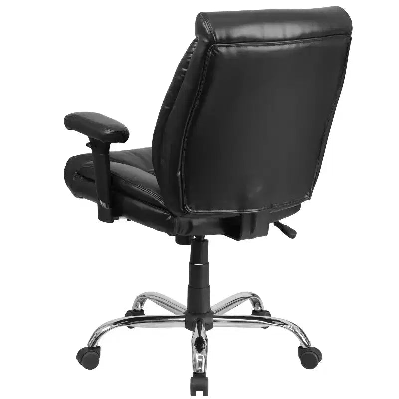 Fauteuil de bureau ergonomique à roulettes, grande taille, supportant 180 kg, avec siège capitonné profond et accoudoirs réglables