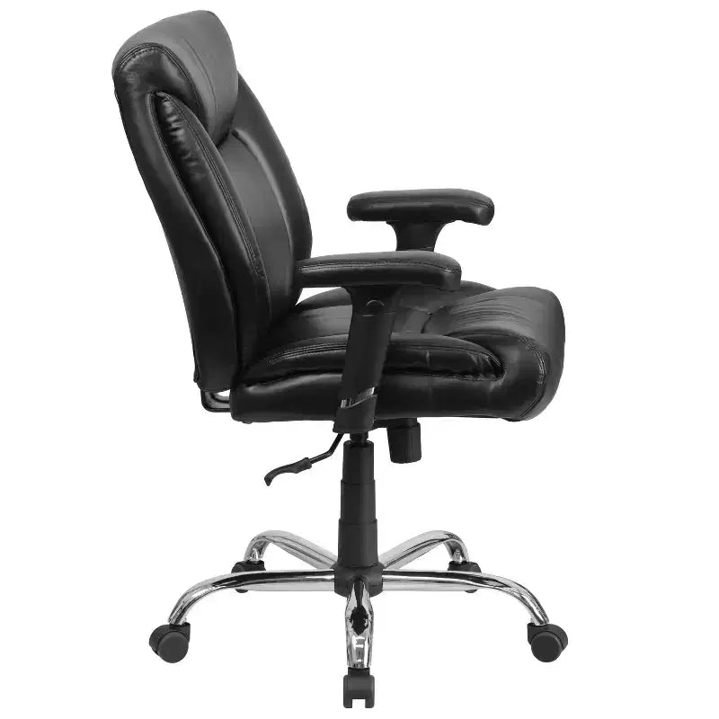 Fauteuil de bureau ergonomique à roulettes, grande taille, supportant 180 kg, avec siège capitonné profond et accoudoirs réglables