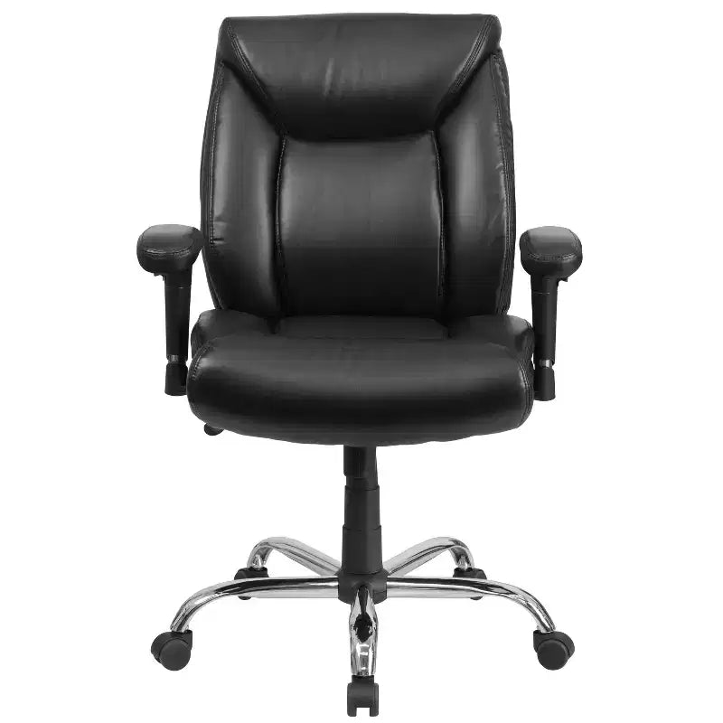 Fauteuil de bureau ergonomique à roulettes, grande taille, supportant 180 kg, avec siège capitonné profond et accoudoirs réglables