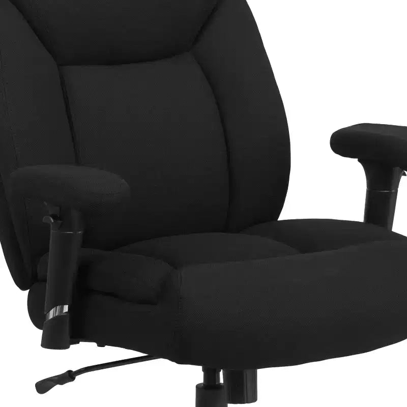 Fauteuil de bureau ergonomique à roulettes, grande taille, supportant 180 kg, avec siège capitonné profond et accoudoirs réglables