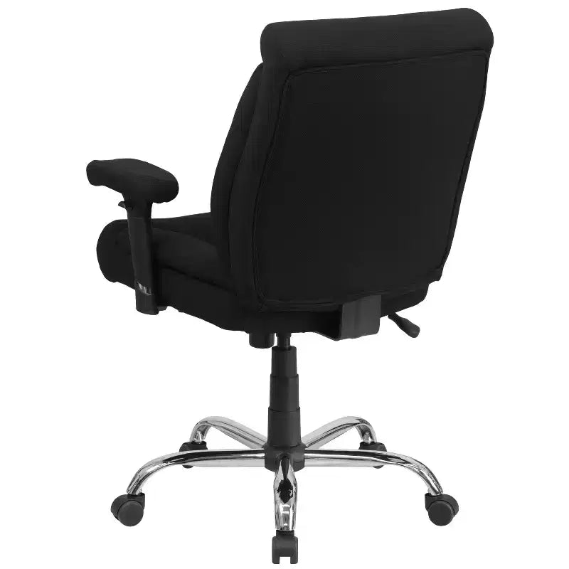 Fauteuil de bureau ergonomique à roulettes, grande taille, supportant 180 kg, avec siège capitonné profond et accoudoirs réglables