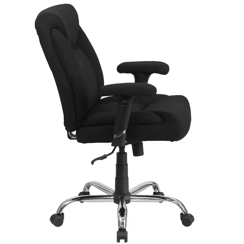 Fauteuil de bureau ergonomique à roulettes, grande taille, supportant 180 kg, avec siège capitonné profond et accoudoirs réglables
