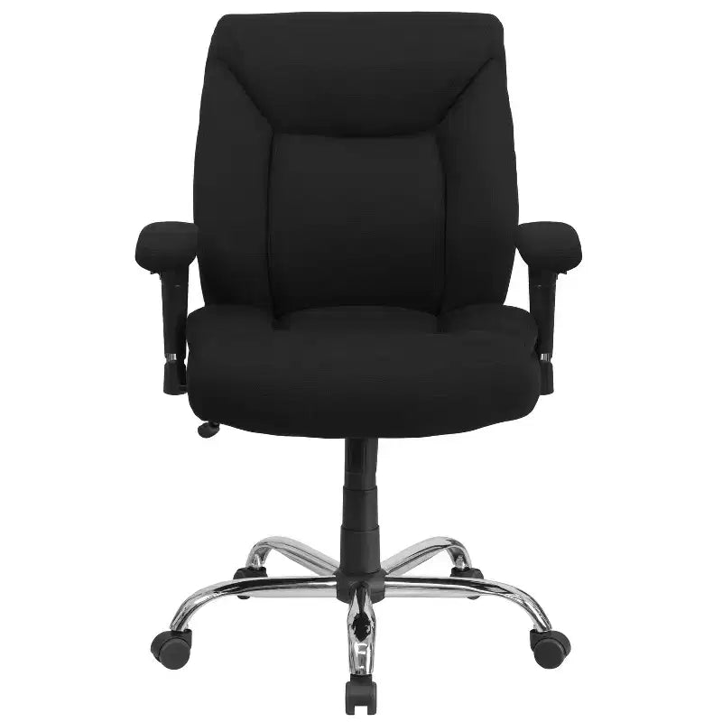 Fauteuil de bureau ergonomique à roulettes, grande taille, supportant 180 kg, avec siège capitonné profond et accoudoirs réglables