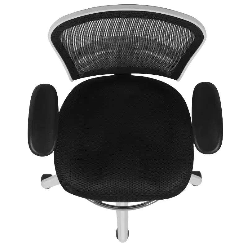 Chaise de bureau ergonomique à dossier mi-haut en maille avec repose-pieds chromé réglable et accoudoirs réglables