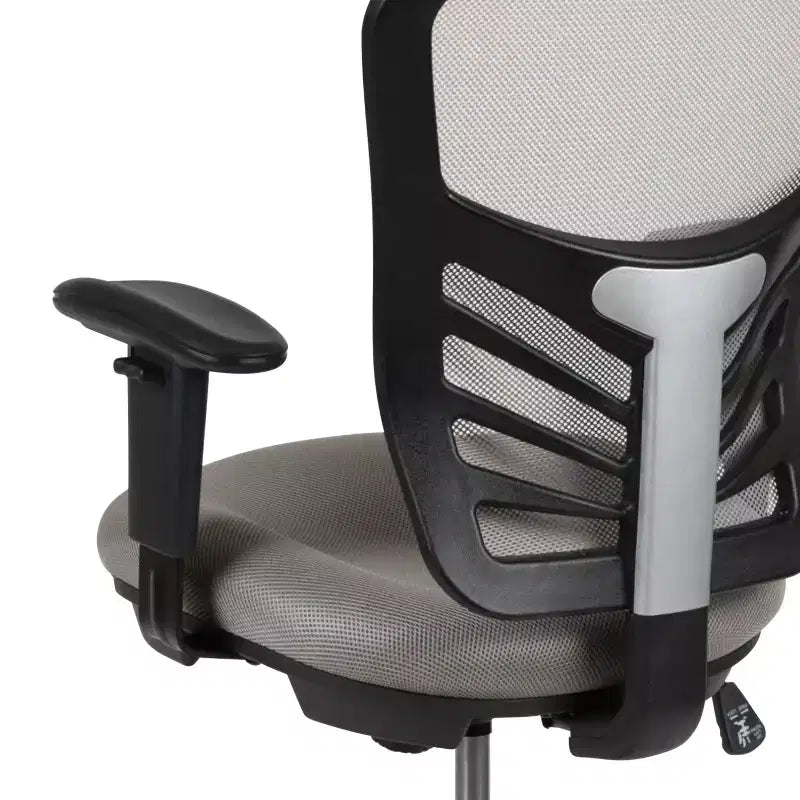 Chaise de bureau ergonomique à dossier mi-haut en maille avec repose-pieds chromé réglable et accoudoirs réglables