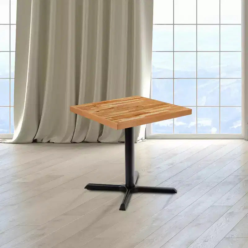 Dessus de table carré en bois massif de style billot, traité UV, qualité restaurant