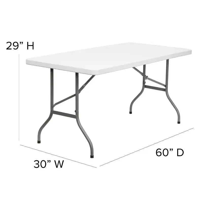 Table pliante en plastique blanc, plateau en granit, 1,5 m, table pliante pour banquet/événement