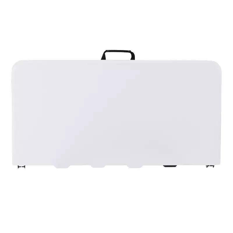 Table pliante carrée de 0,85 m en plastique blanc effet granit avec poignée de transport