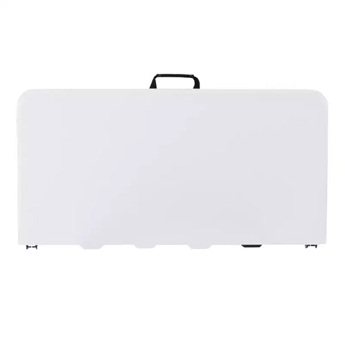 Table pliante carrée de 0,85 m en plastique blanc effet granit avec poignée de transport