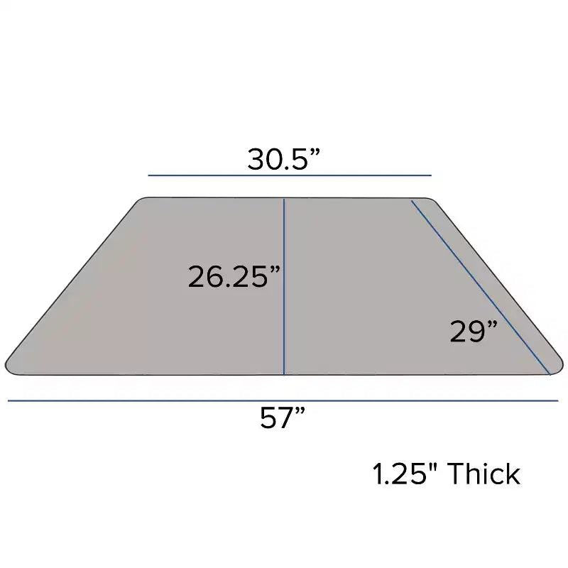 Table d'activité réglable mobile en stratifié gris HP de forme trapézoïdale