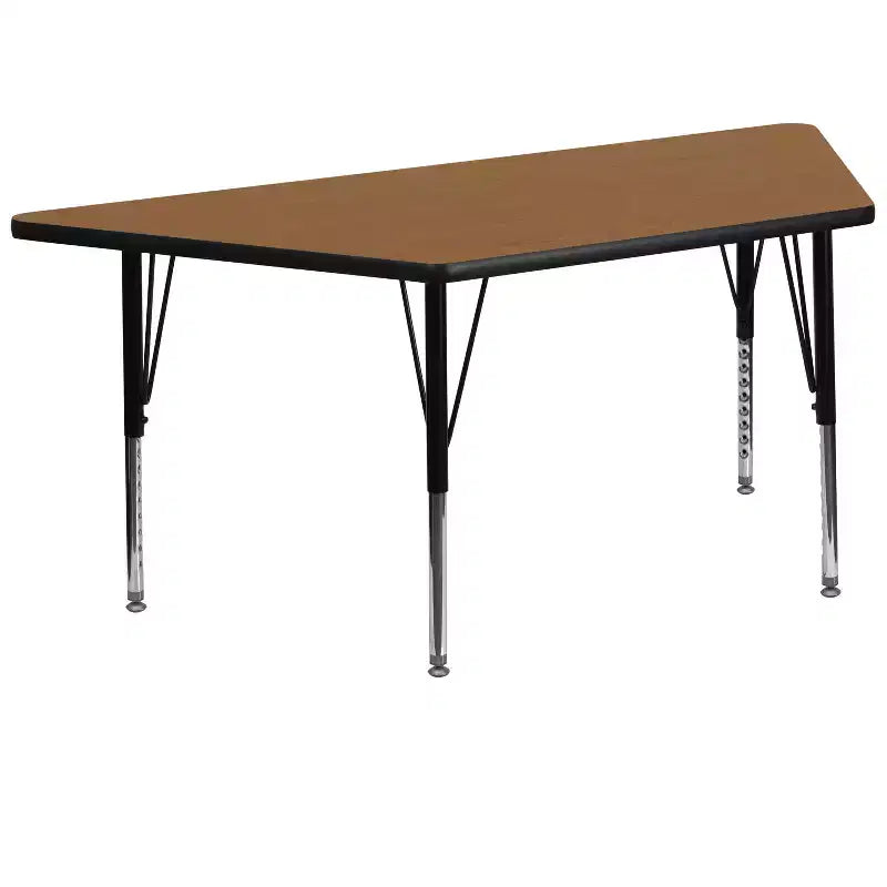 Table d'activité réglable mobile en stratifié gris HP de forme trapézoïdale