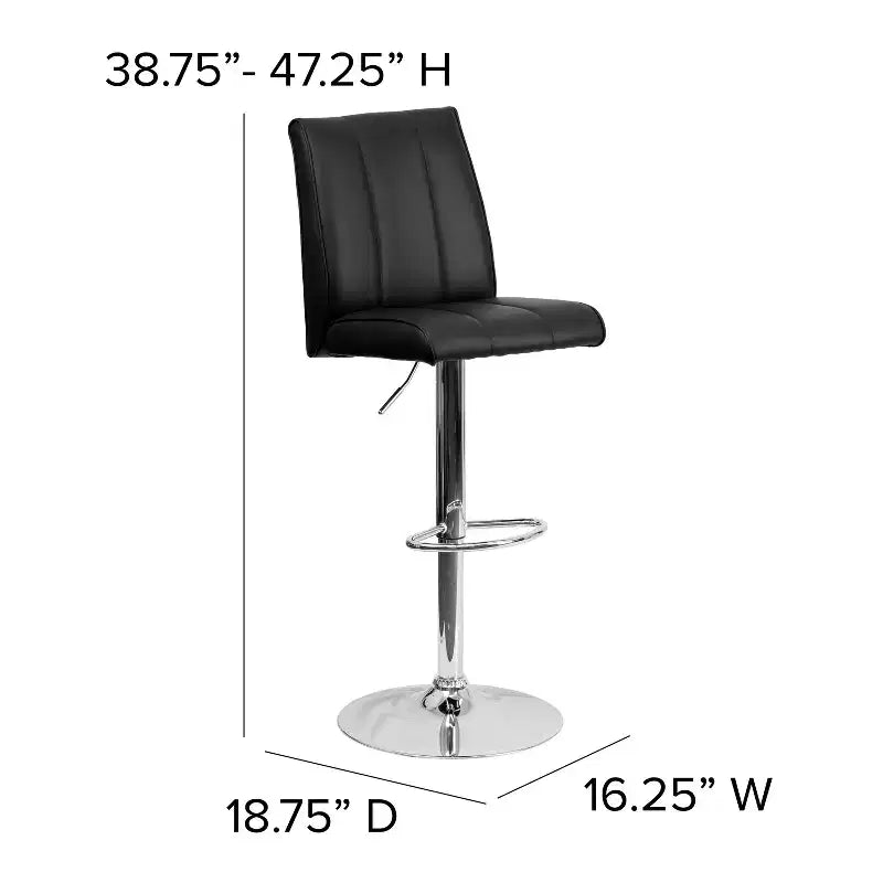 Tabouret de bar à hauteur réglable en vinyle capitonné avec piètement chromé