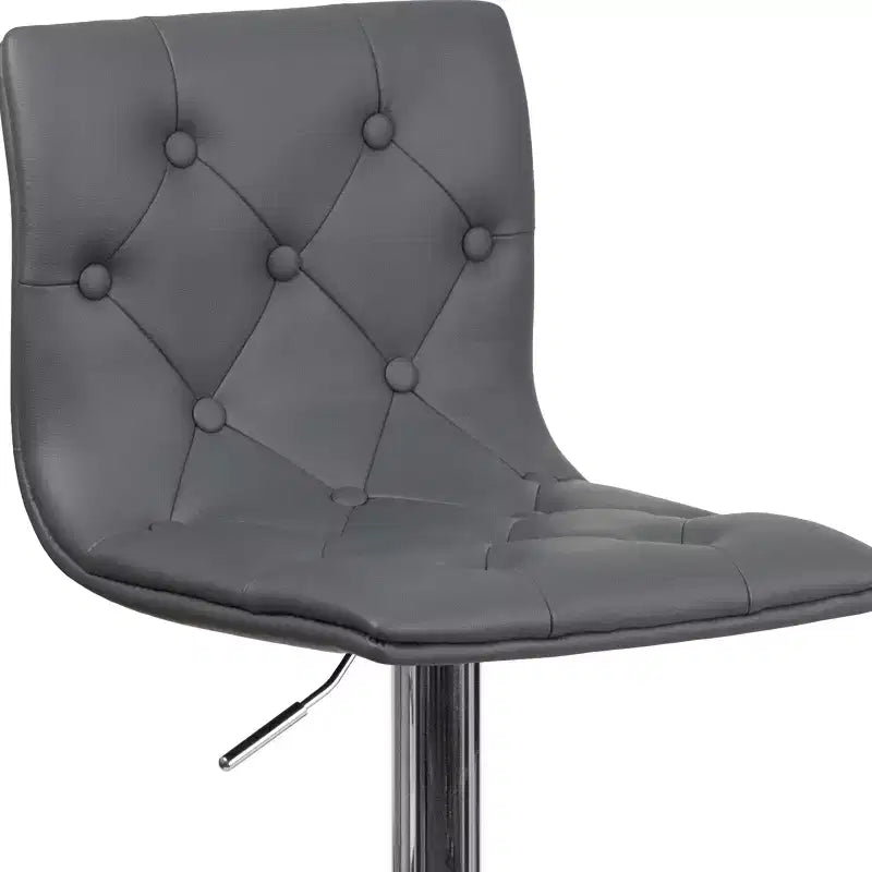 Tabouret de bar à hauteur réglable en vinyle capitonné avec piètement chromé