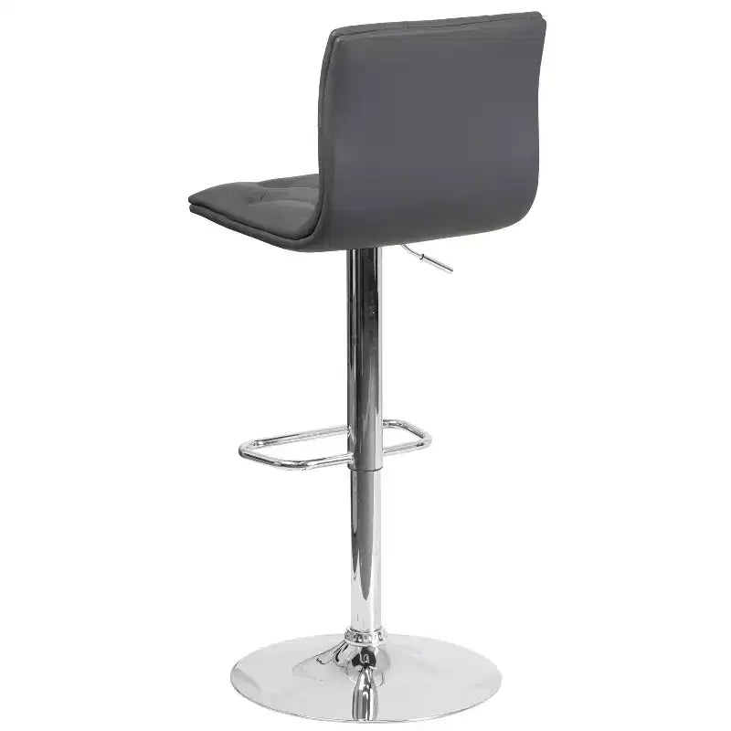 Tabouret de bar à hauteur réglable en vinyle capitonné avec piètement chromé