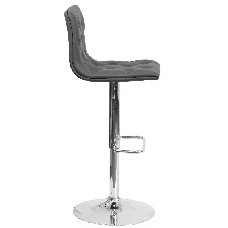Tabouret de bar à hauteur réglable en vinyle capitonné avec piètement chromé