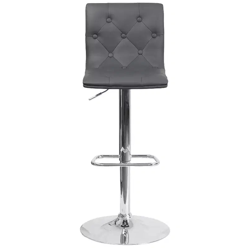 Tabouret de bar à hauteur réglable en vinyle capitonné avec piètement chromé