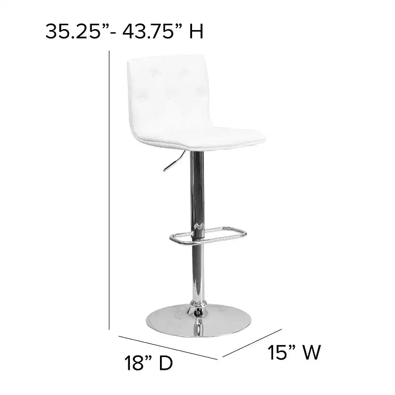 Tabouret de bar à hauteur réglable en vinyle capitonné avec piètement chromé
