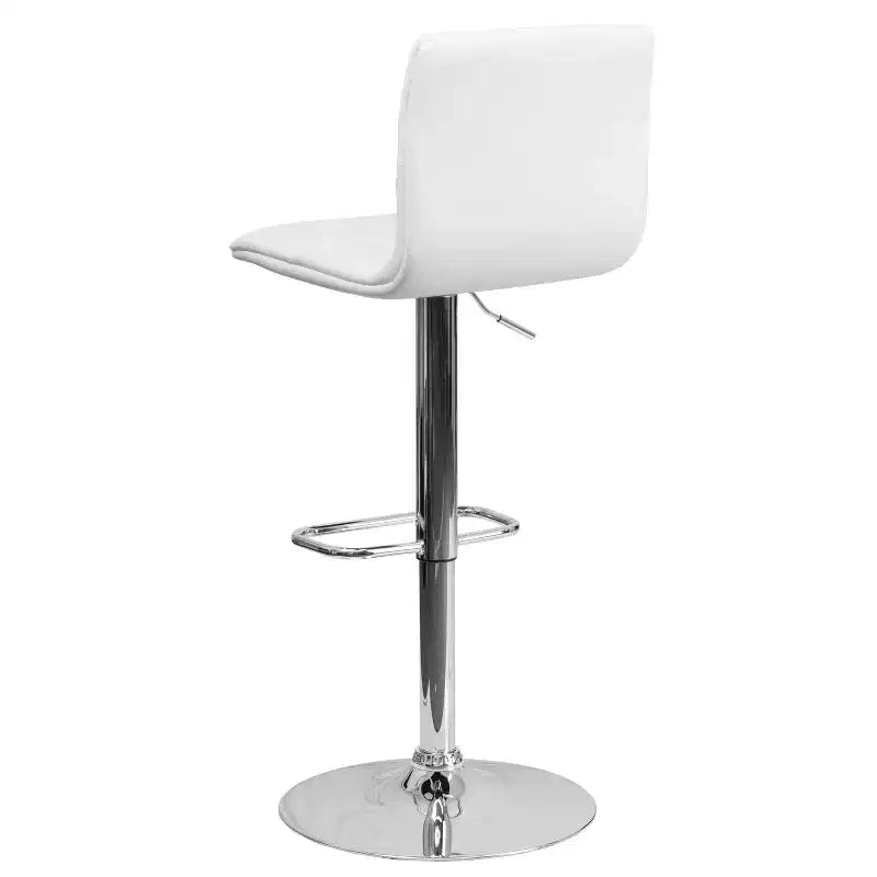 Tabouret de bar à hauteur réglable en vinyle capitonné avec piètement chromé