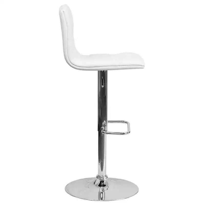 Tabouret de bar à hauteur réglable en vinyle capitonné avec piètement chromé