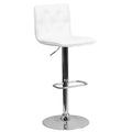 Tabouret de bar à hauteur réglable en vinyle capitonné avec piètement chromé