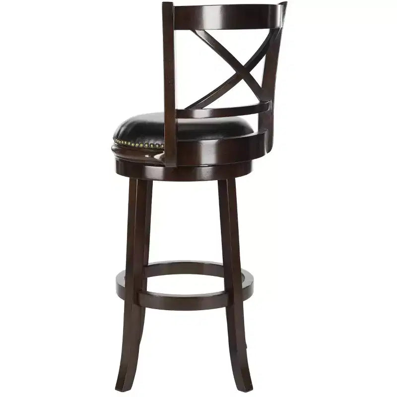 Tabouret de bar pivotant, Cappuccino/Noir, avec clous décoratifs et repose-pieds
