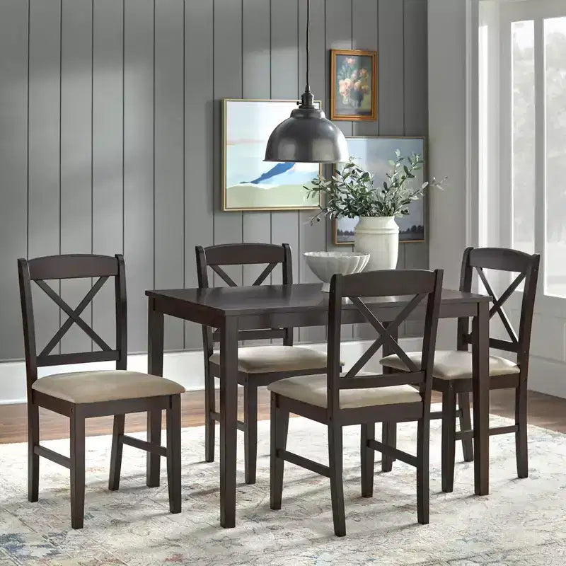 Ensemble de salle à manger rectangulaire Mason Farmhouse Crossback 5 pièces 4 places de Buylateral