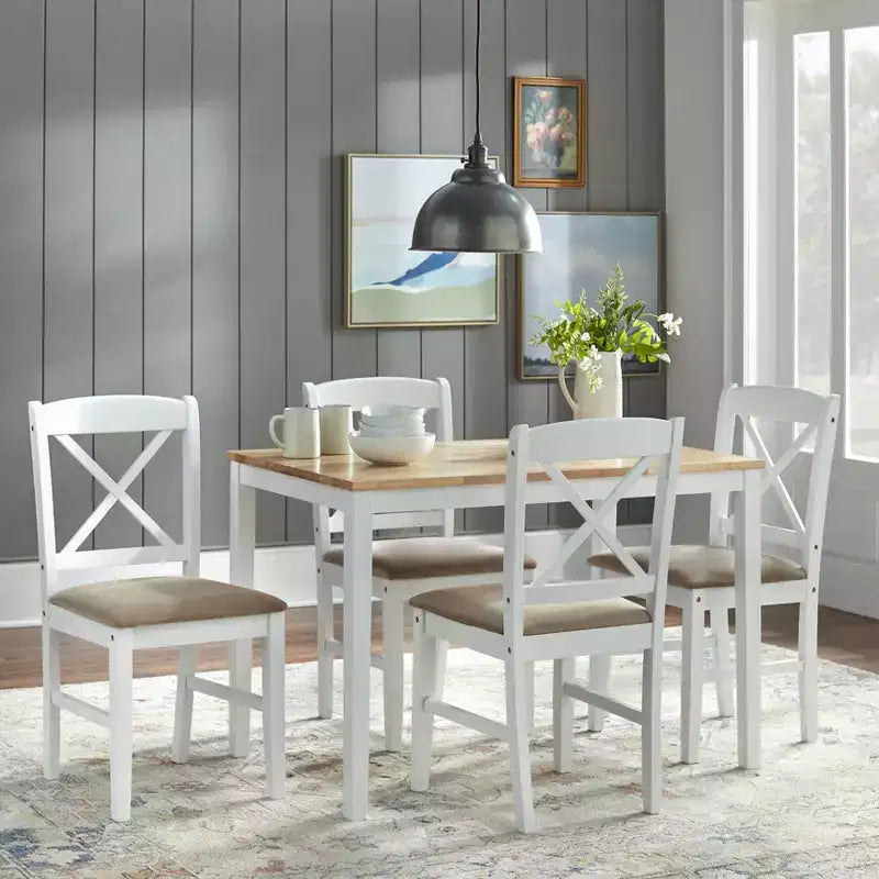 Ensemble de salle à manger rectangulaire Mason Farmhouse Crossback 5 pièces 4 places de Buylateral