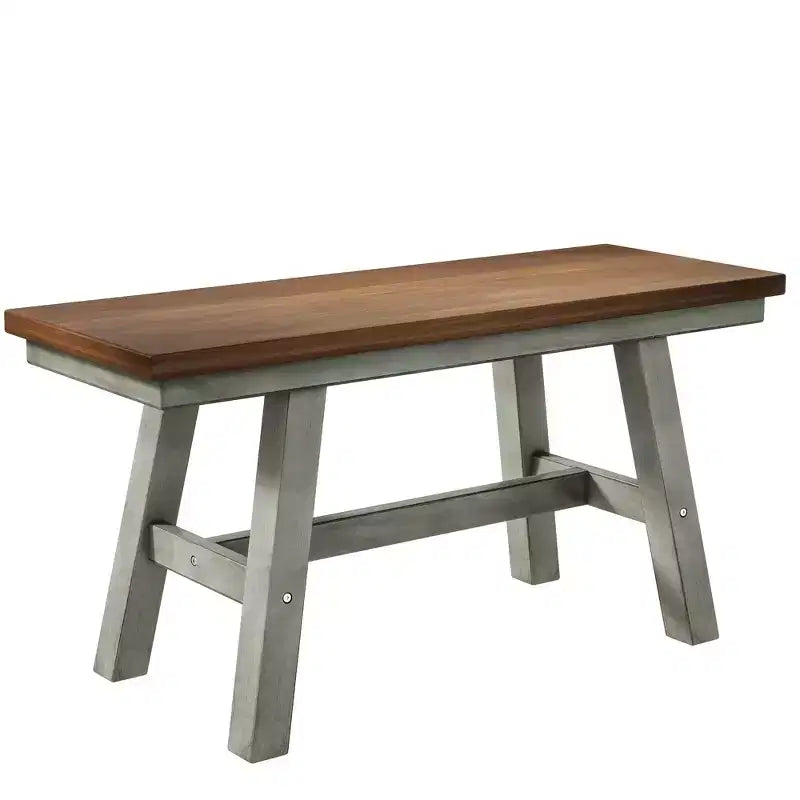 Ensemble de table à manger en bois de ferme 6 pièces avec longue banquette et 4 chaises de salle à manger - ModernLuxe