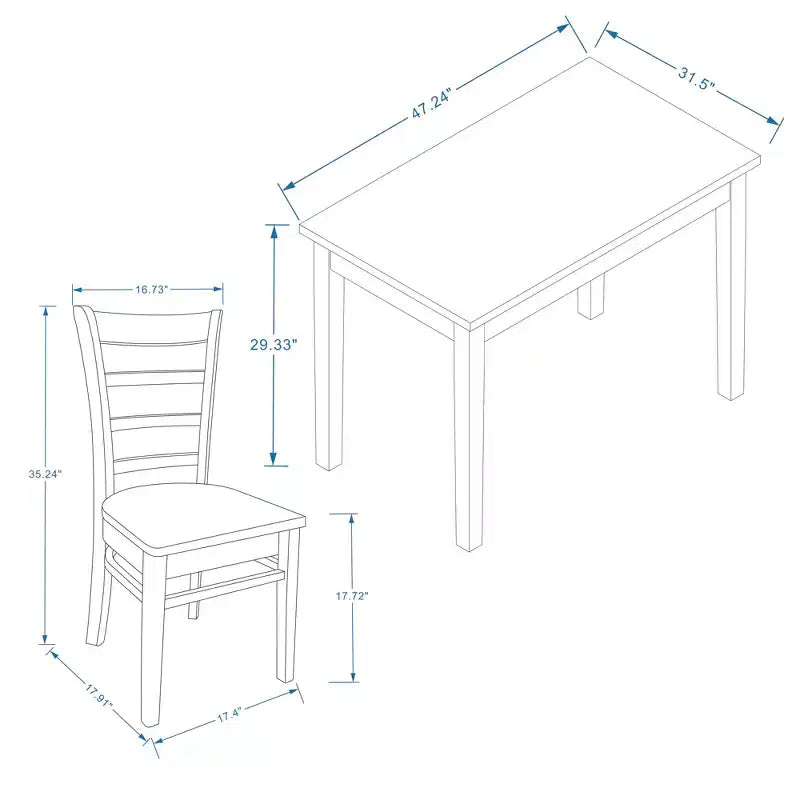 Glenwillow Home Table à manger en bois 48 po + Chaises de salle à manger à dossier ajouré (Ensemble de 3 ou 5 pièces)