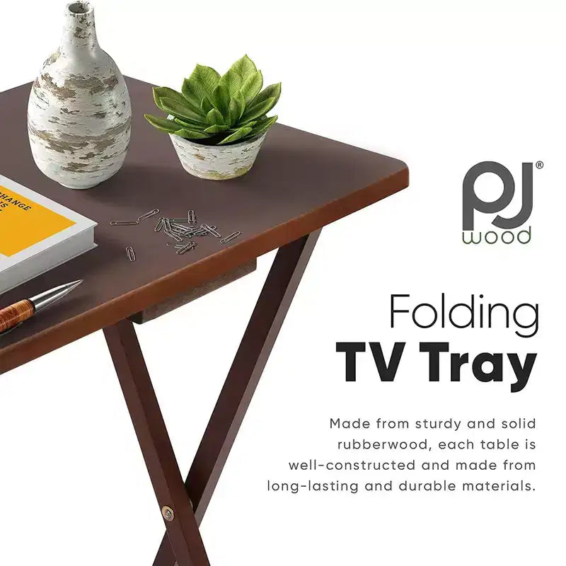 PJ Wood Table de service pliante pour télévision, en chêne miel (Lot de 8)